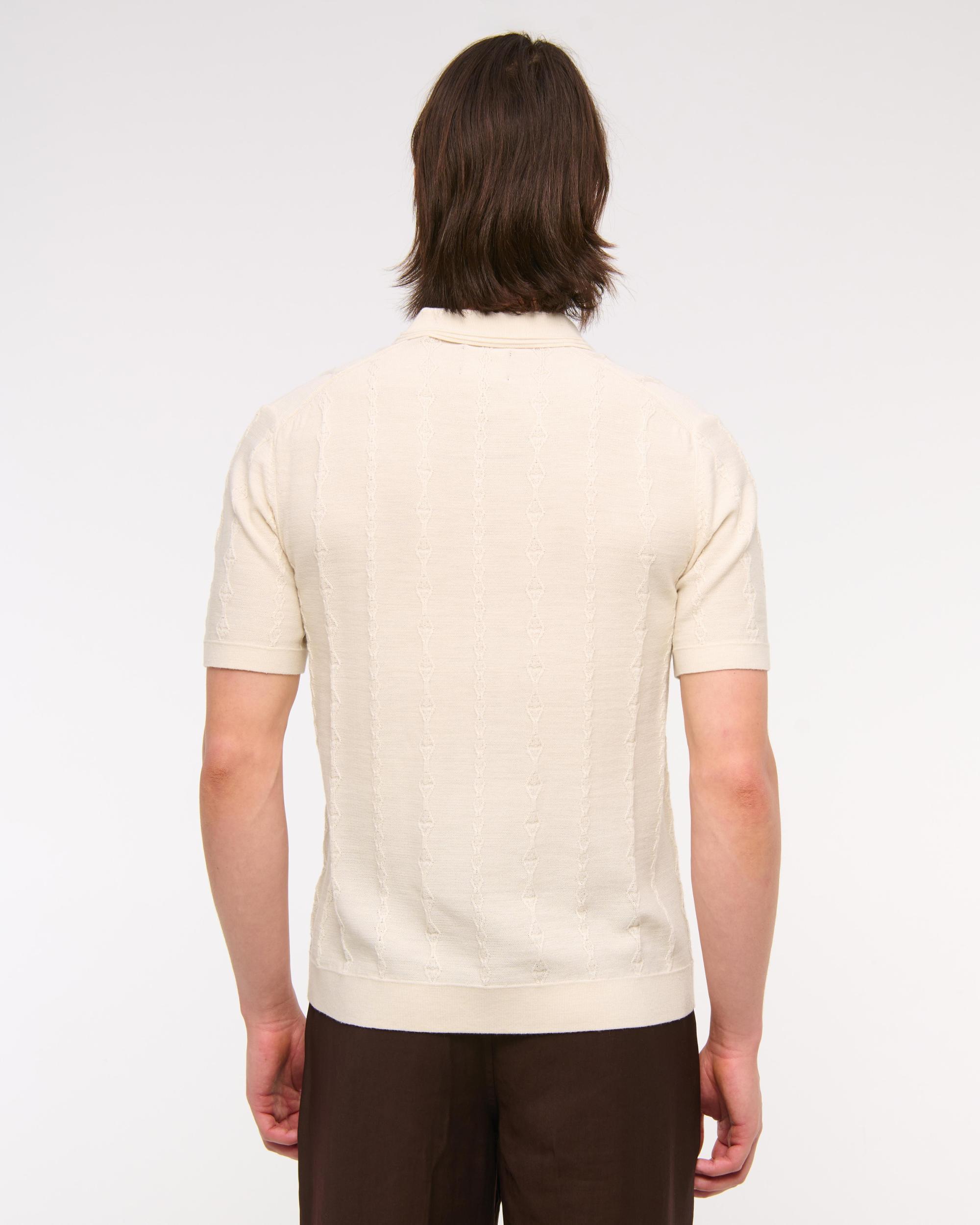 Merino Wool-Blend Stitch 3-Button Sweater Polo Product Image