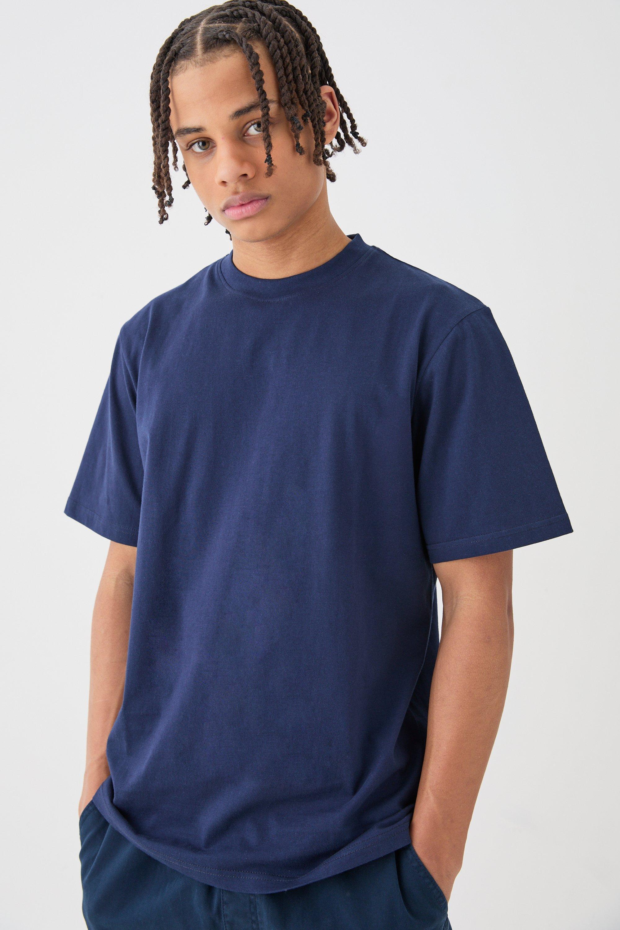 Mens Navy Basic Crew Neck T-shirt, Navy Product Image