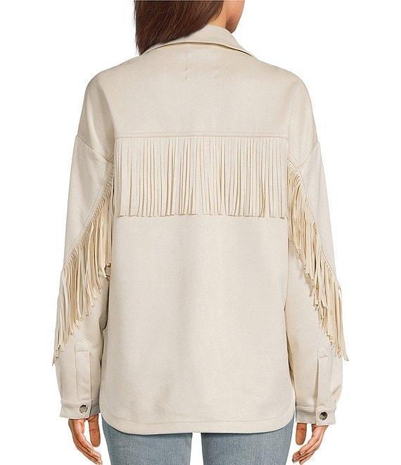 Stoosh Suede Collared Fringe Jacket Product Image
