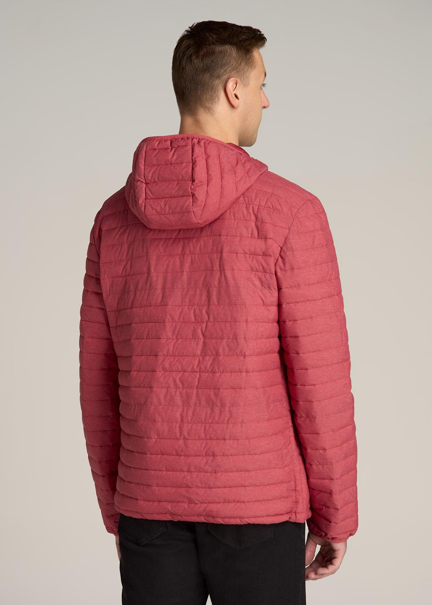 Packable Puffer Jacket for Tall Men in Red Space Dye Male Product Image