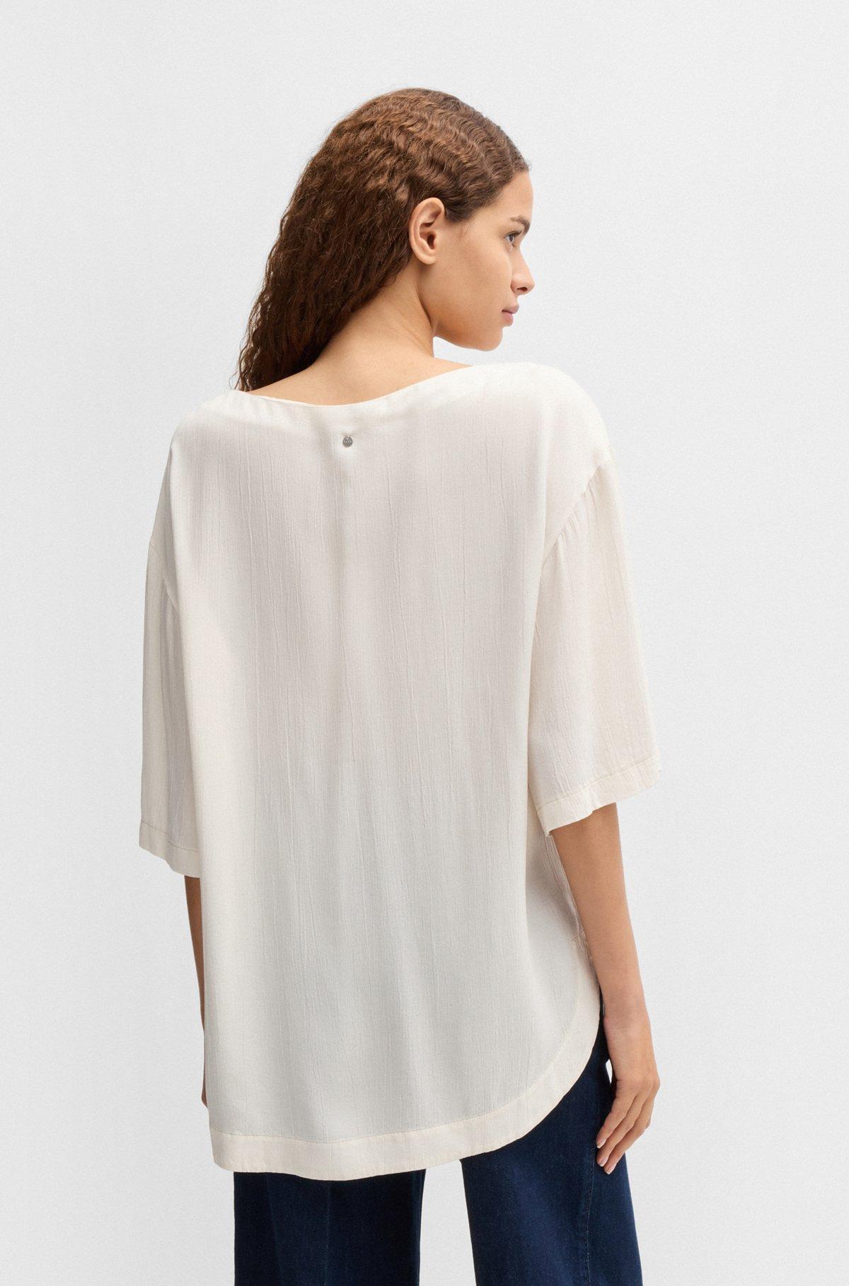 Relaxed-fit blouse with contrast stitching Product Image
