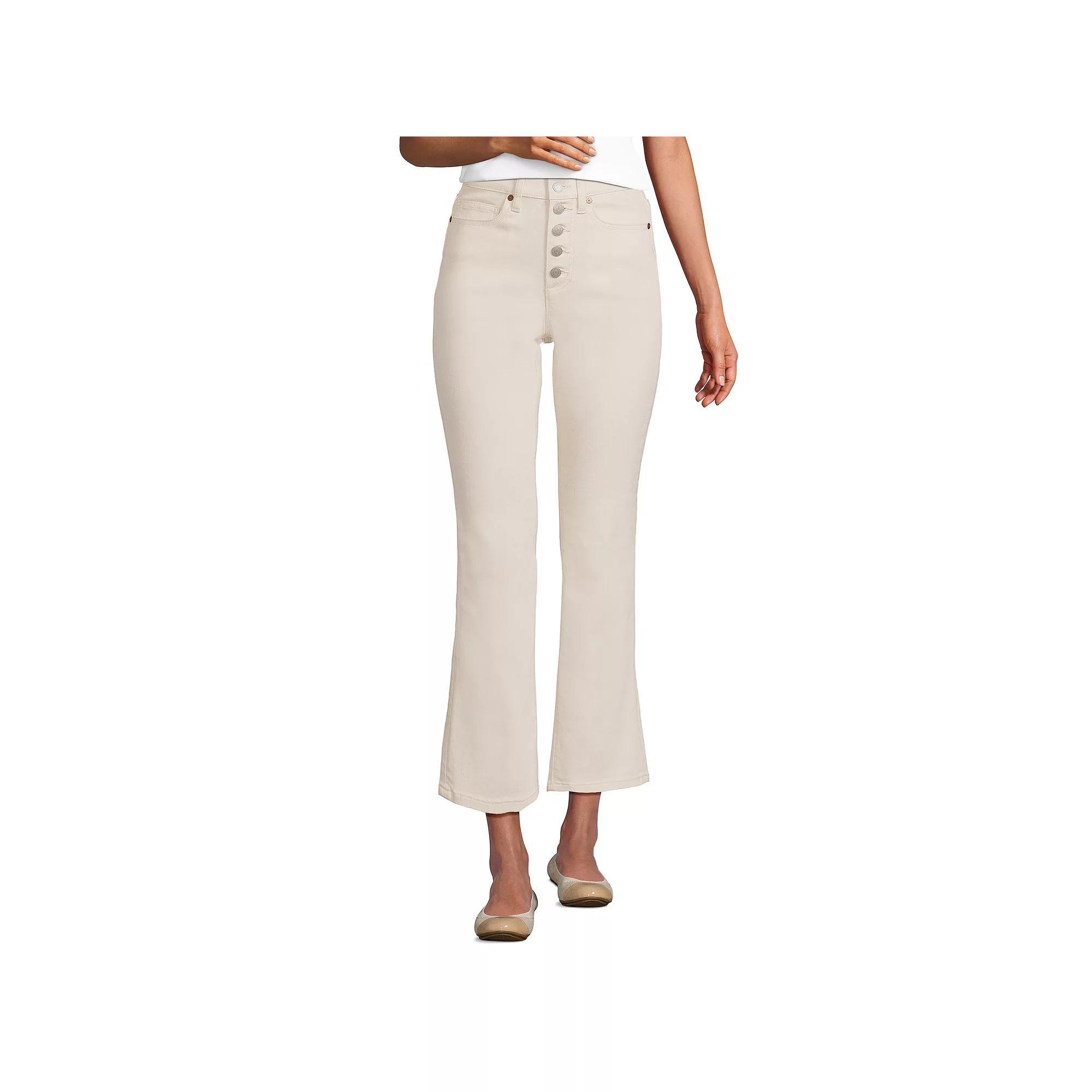 Women's Lands' End High-Rise Flare Crop Jeans, Size: 4, Natural Product Image