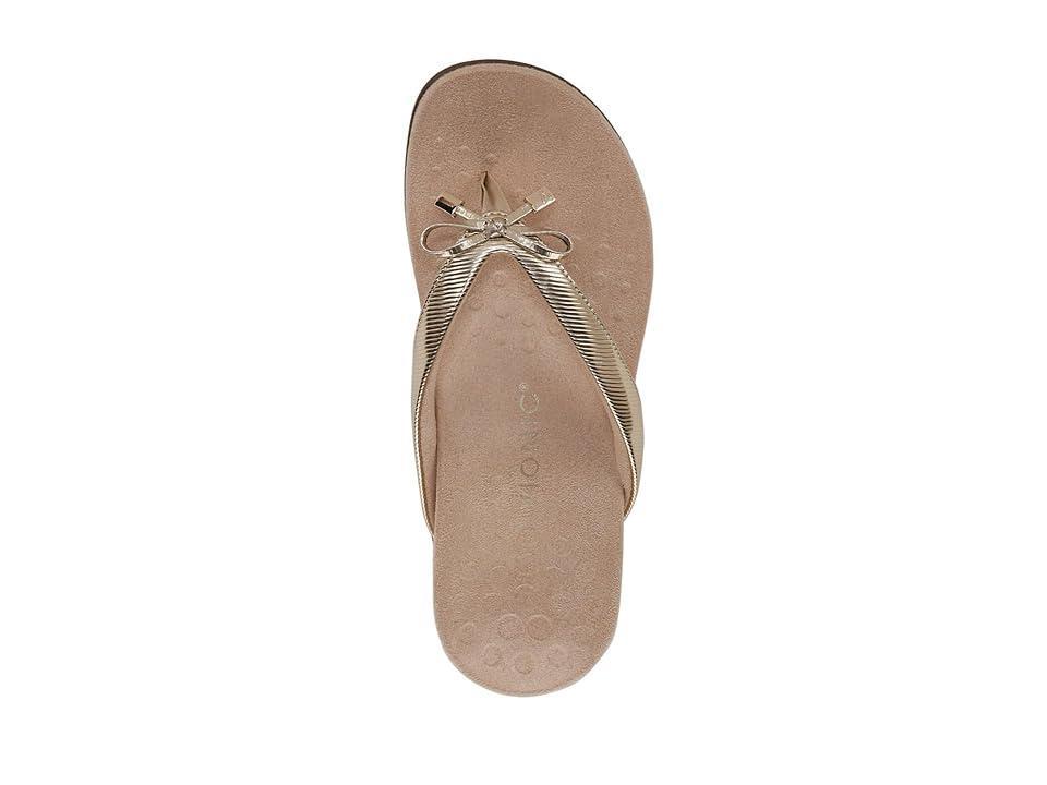 Vionic Bella Ribbed Metallic Bow Detail Thong Sandals Product Image