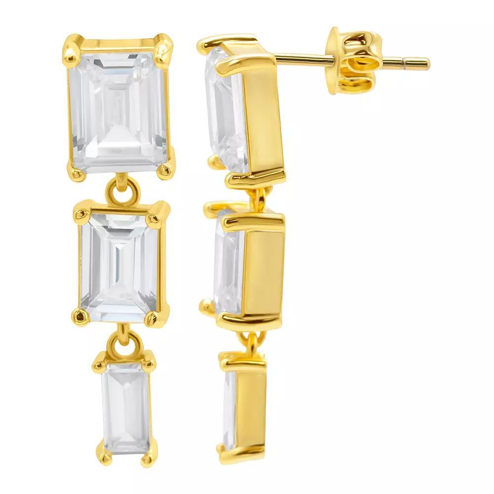 Adornia 14k Gold Plated Cubic Zirconia Earrings, Women's, Gold Tone Product Image