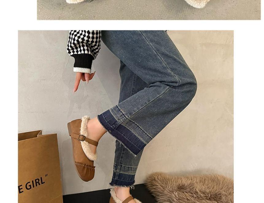 Fleece Trim Two Tone Mary Jane Flats Product Image