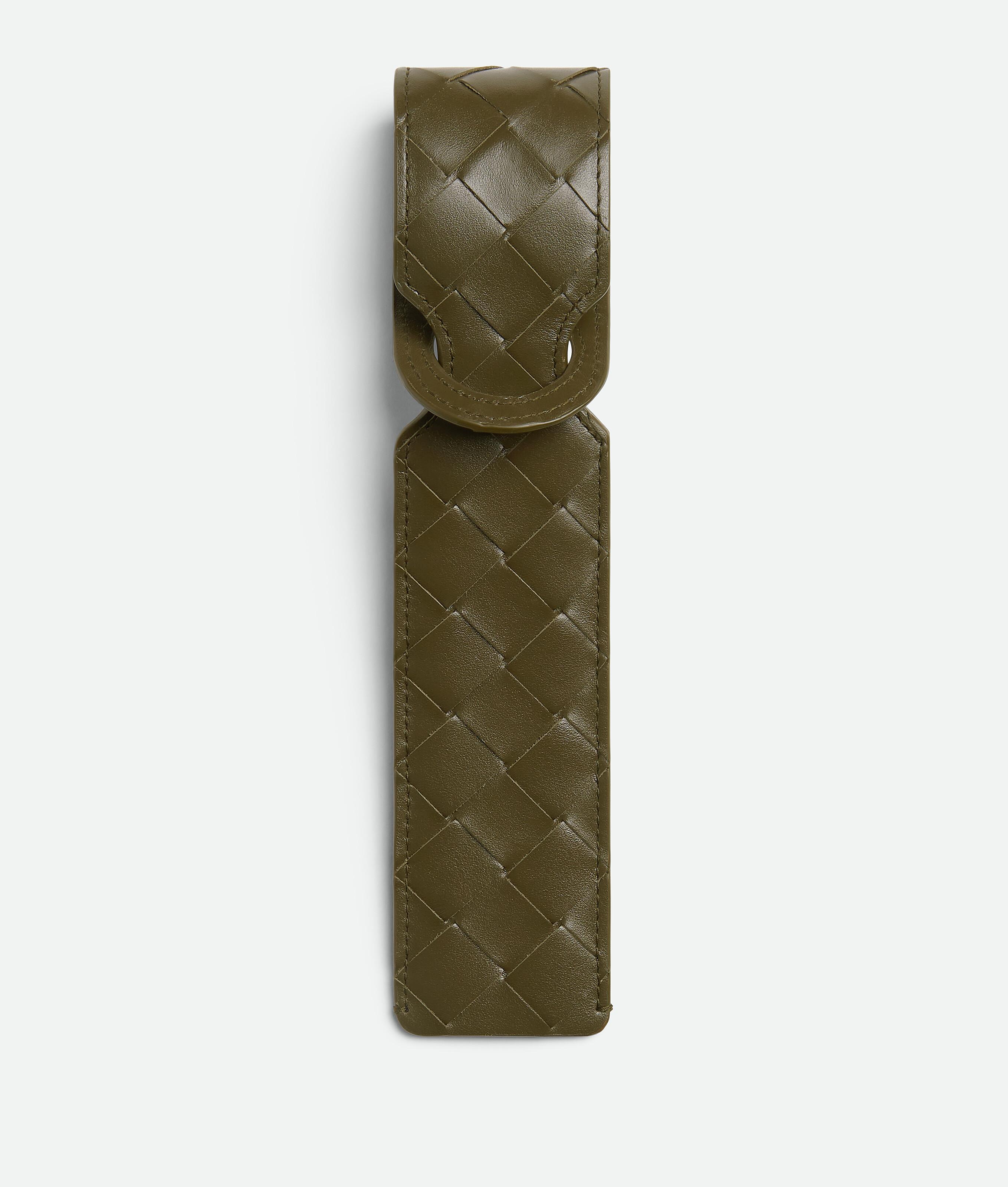 Men's Intrecciato Long Tag Holder in Mustard Product Image