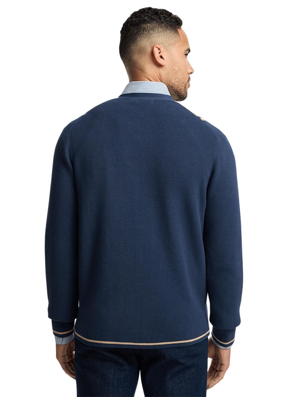 Cotton Button Front Cardigan Sweater - Navy Product Image