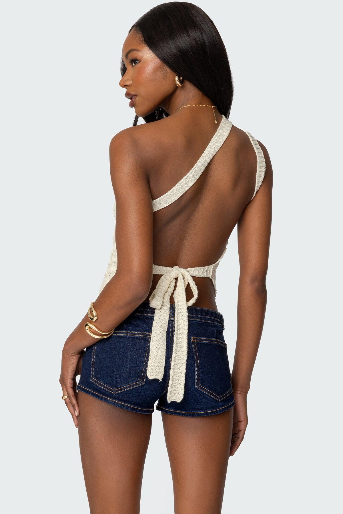 Codi Backless Asymmetric Knit Top Product Image