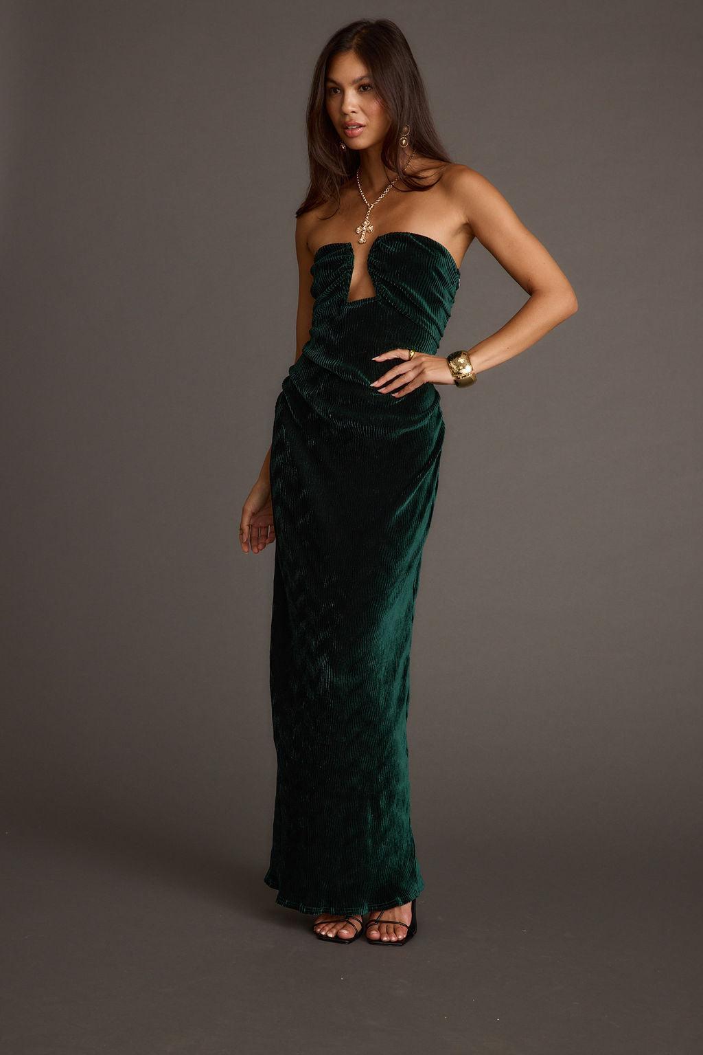 Jones Emerald Velvet Maxi Dress Product Image