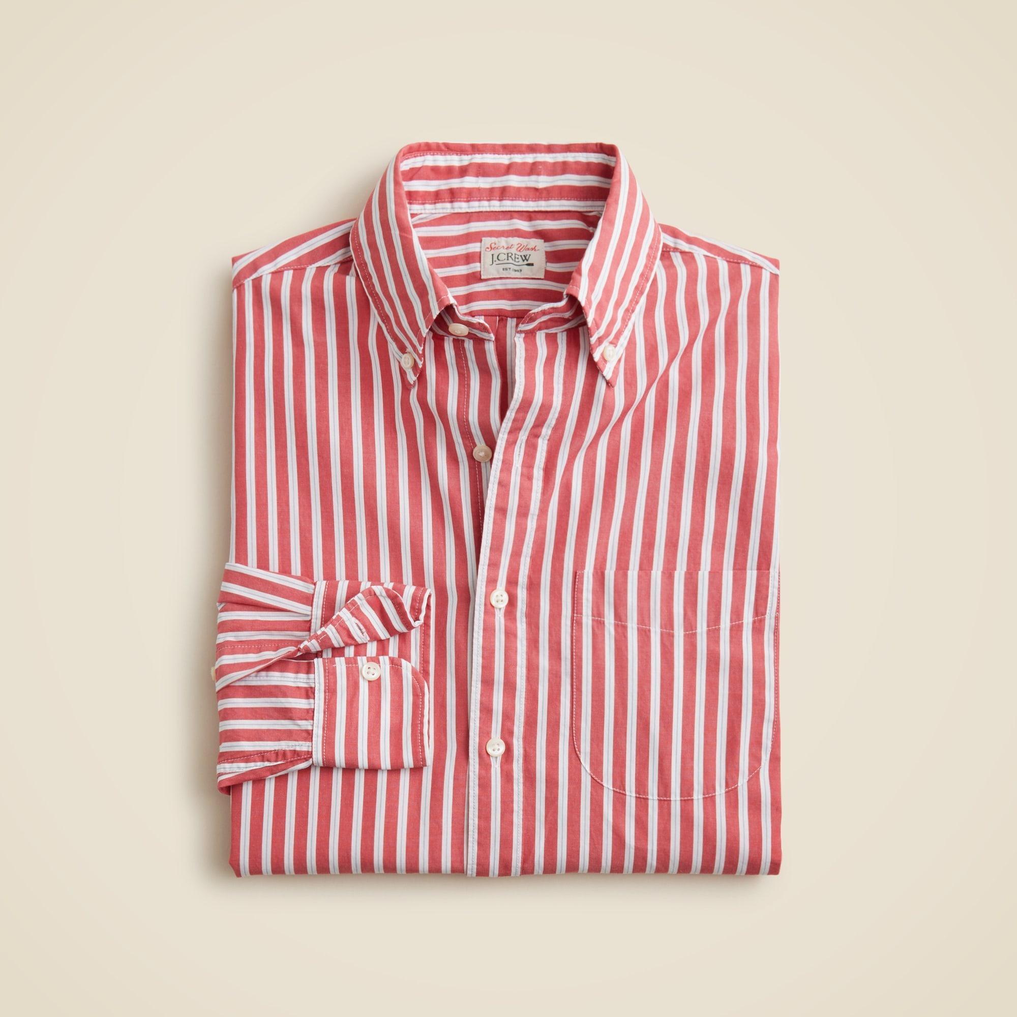 Secret Wash cotton poplin shirt in stripe Product Image