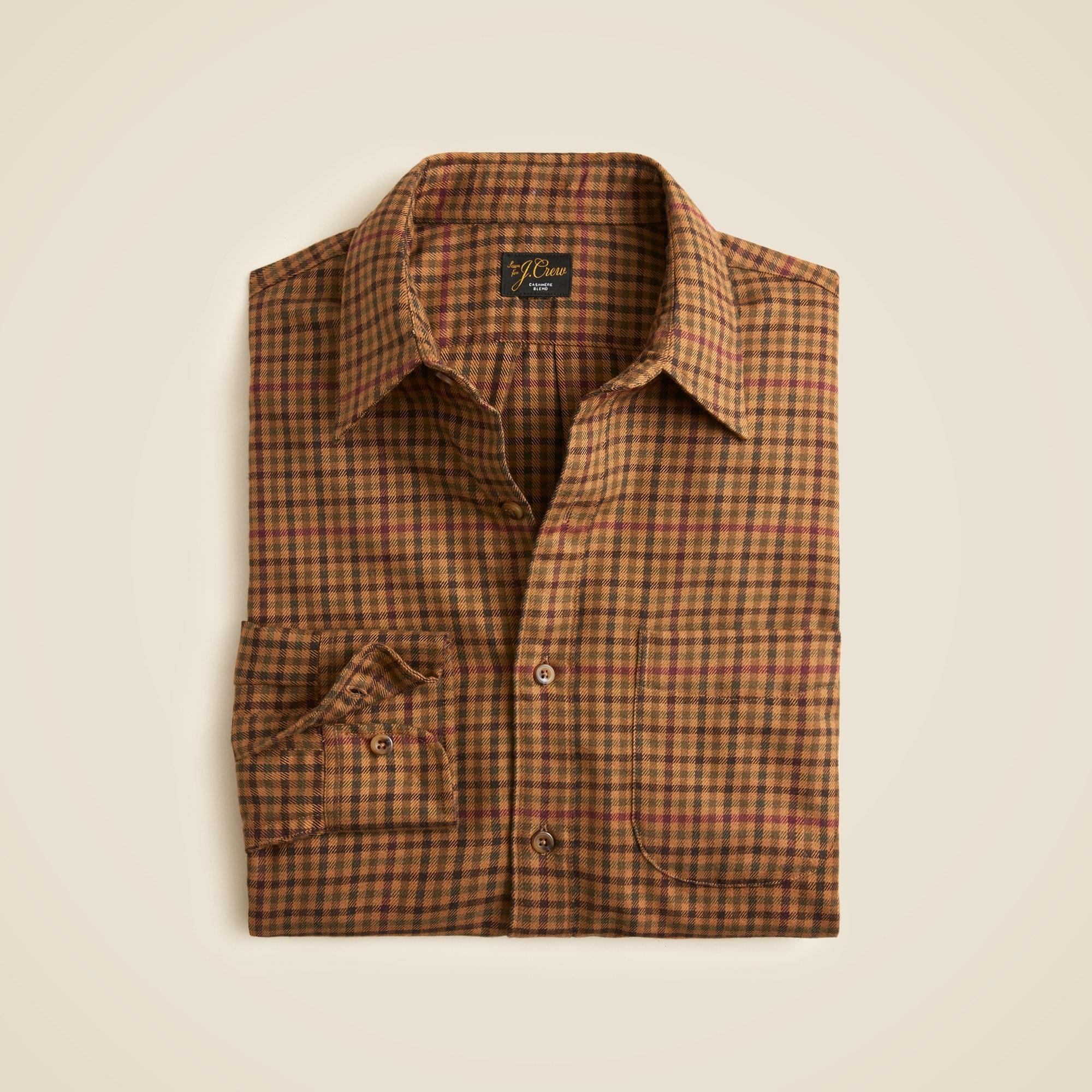 Cotton-cashmere blend shirt in check Product Image