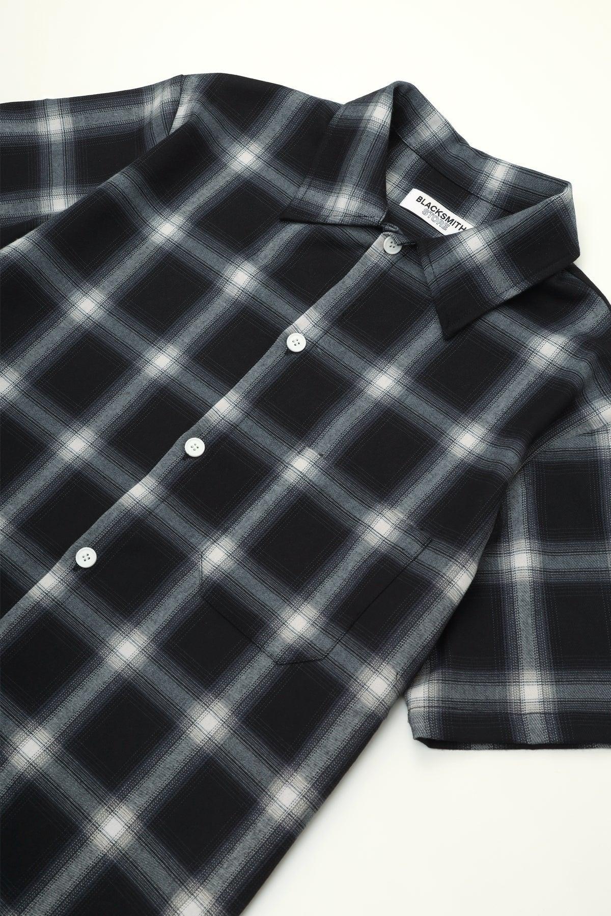 Blacksmith - Shadow Plaid Short Sleeve Shirt - Black/White Product Image