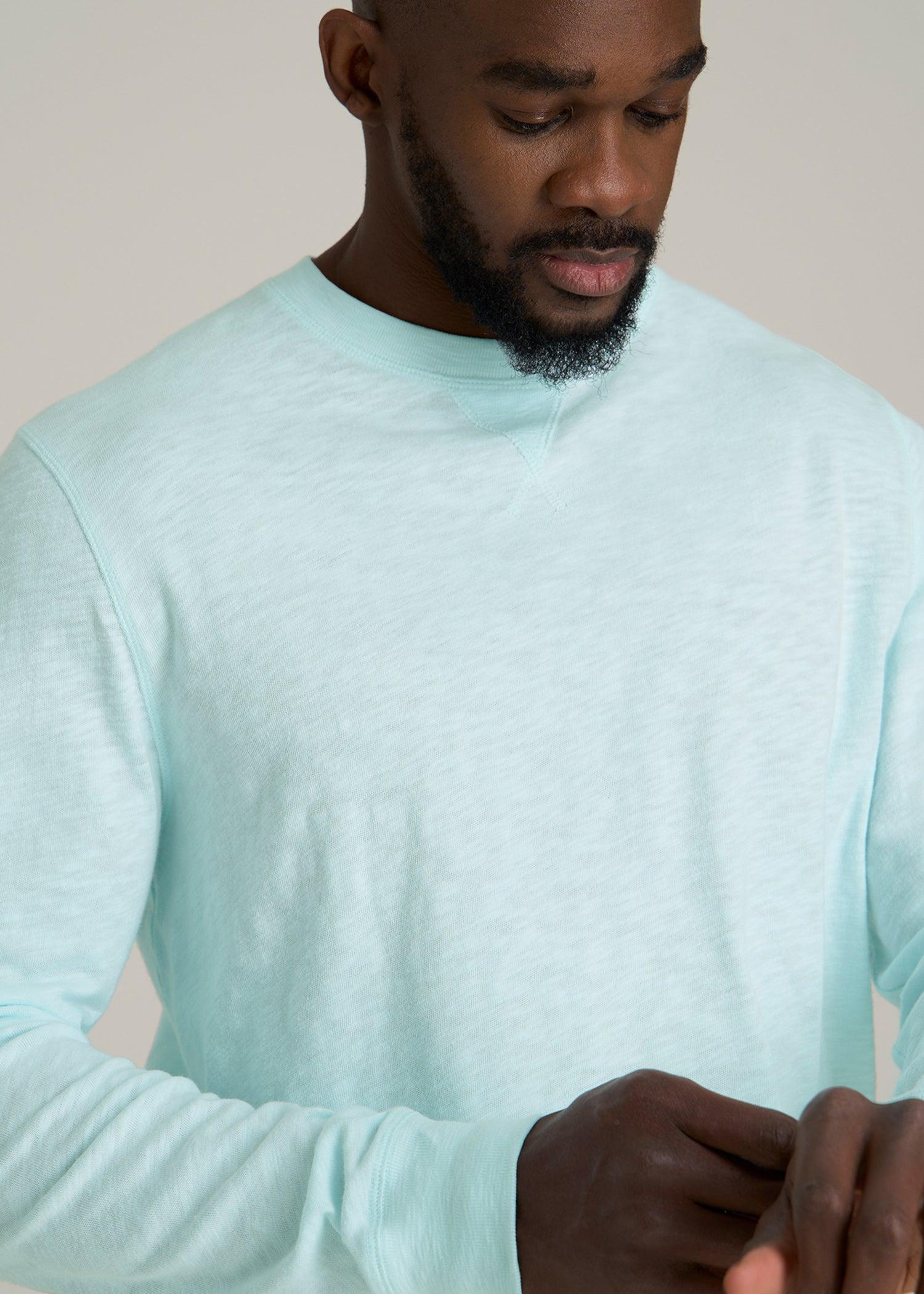 Sunwashed Slub Crewneck for Tall Men in Saltwater Male Product Image