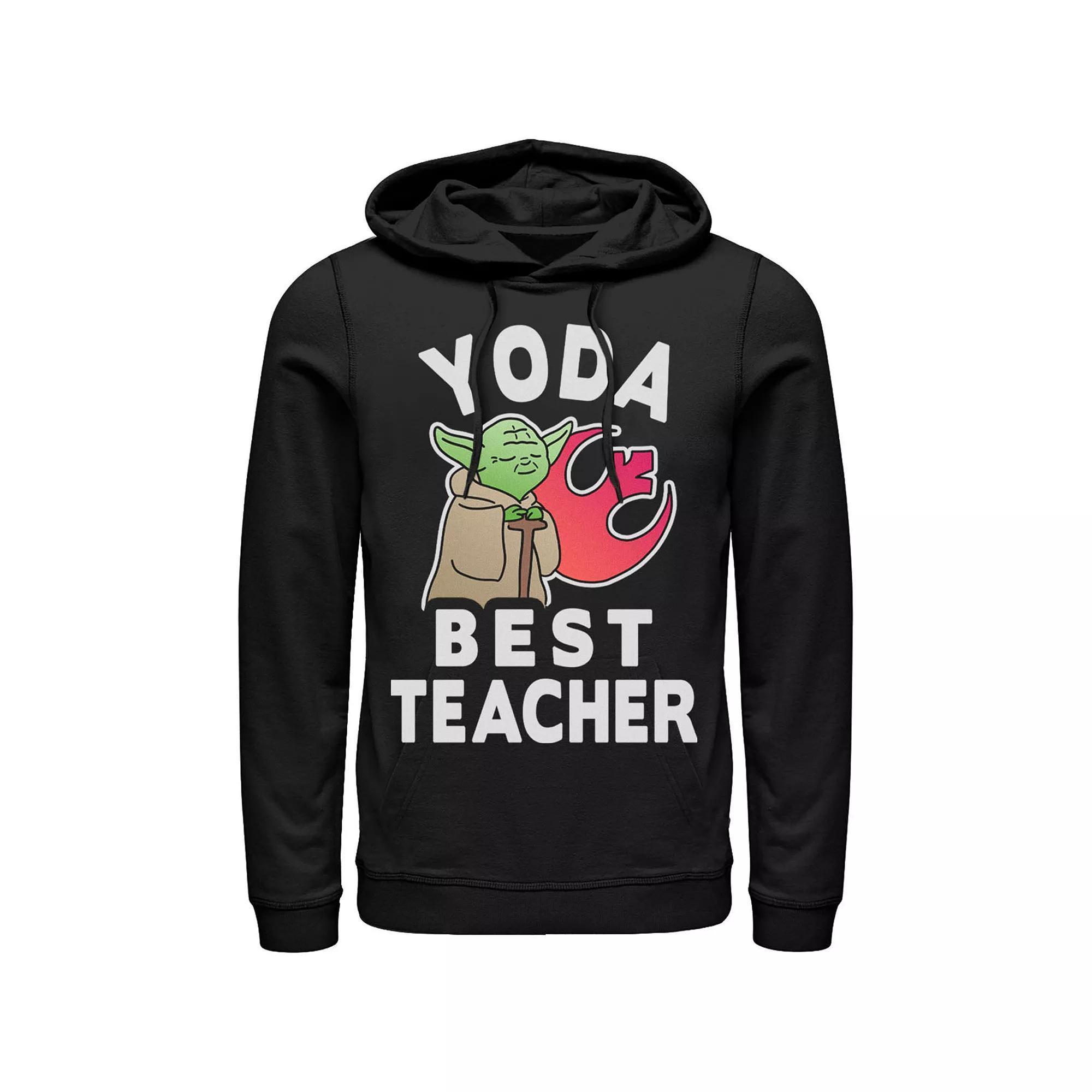 Men's Star Wars Yoda Best Teacher Rebel Logo Hoodie, Size: Medium, Black Product Image