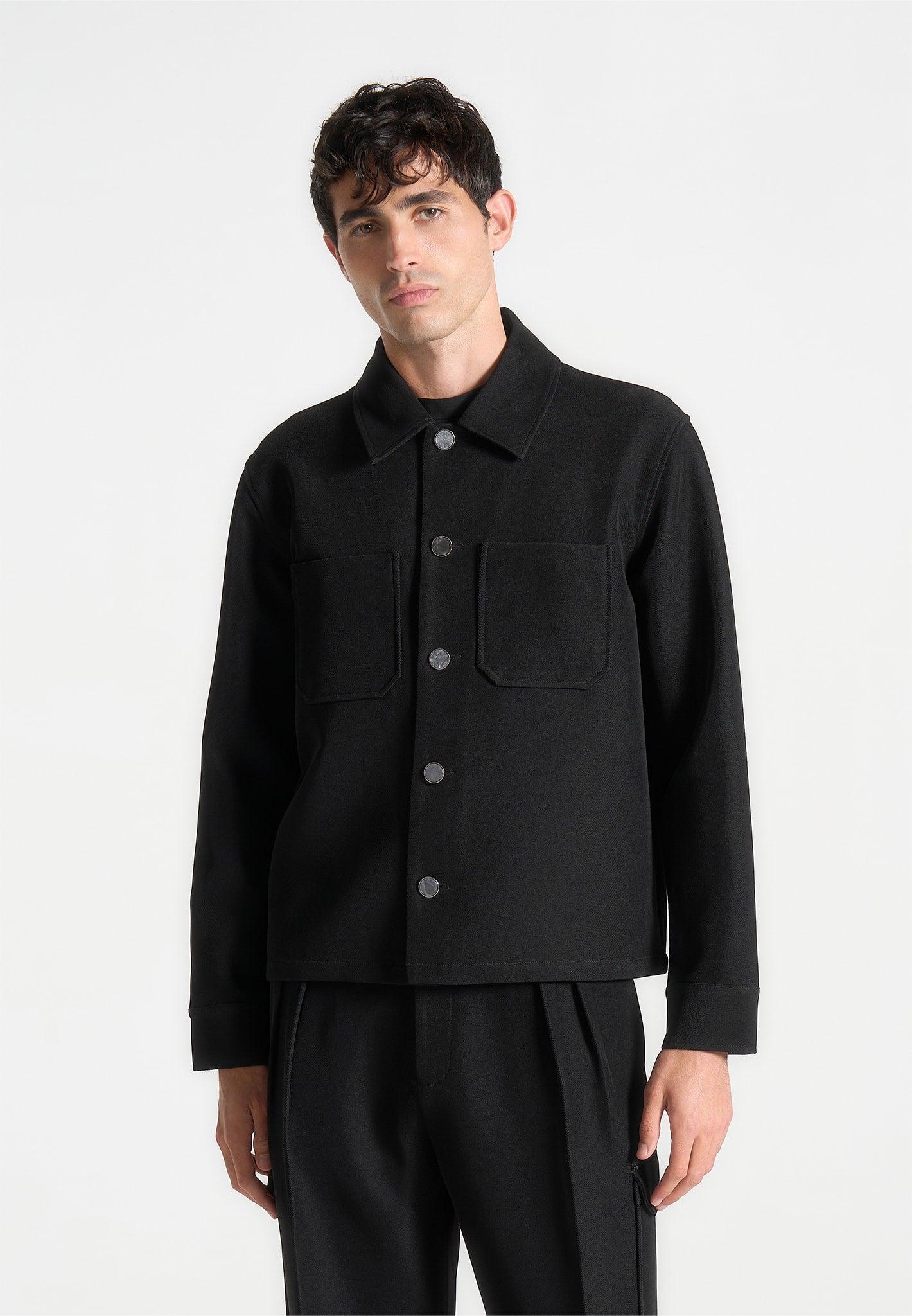 Benoit - Twill Pocket Cropped Shirt - Black Male Product Image