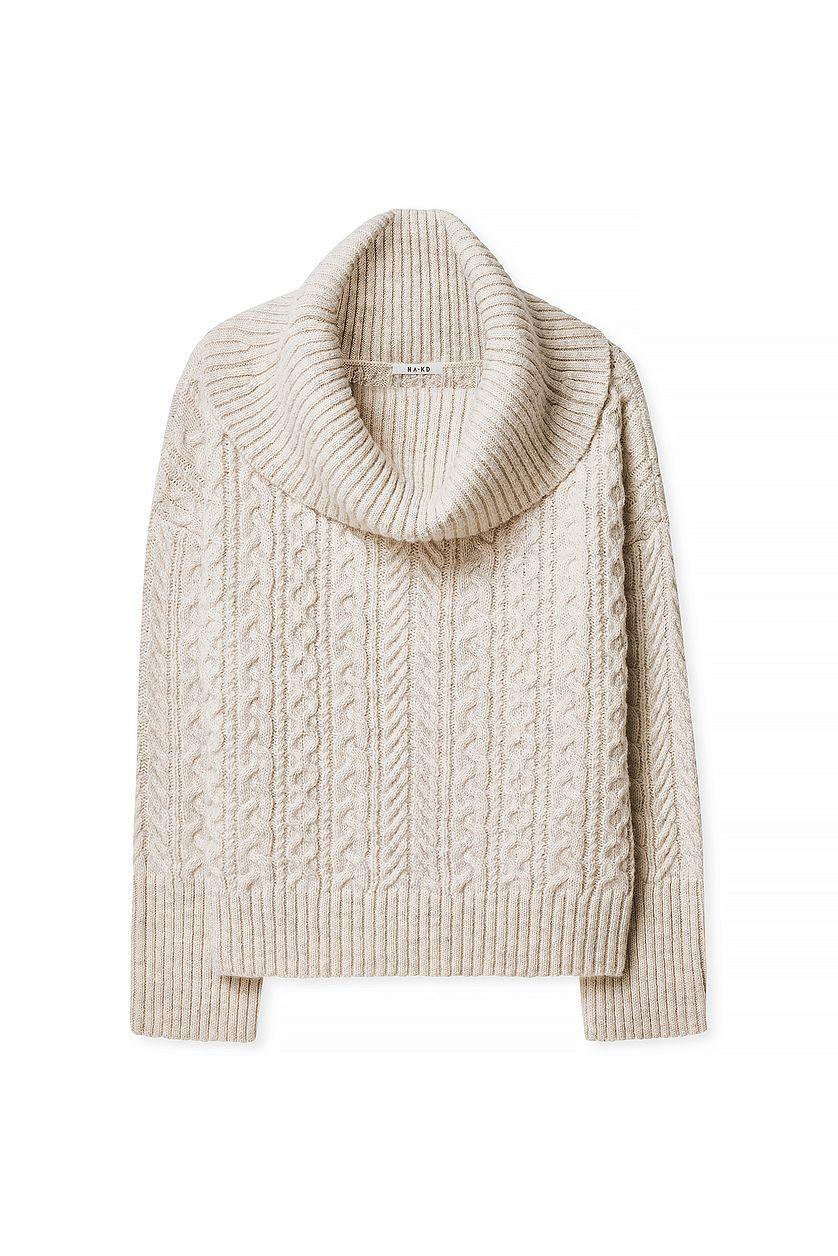 Cable Knitted Off Shoulder Sweater Product Image