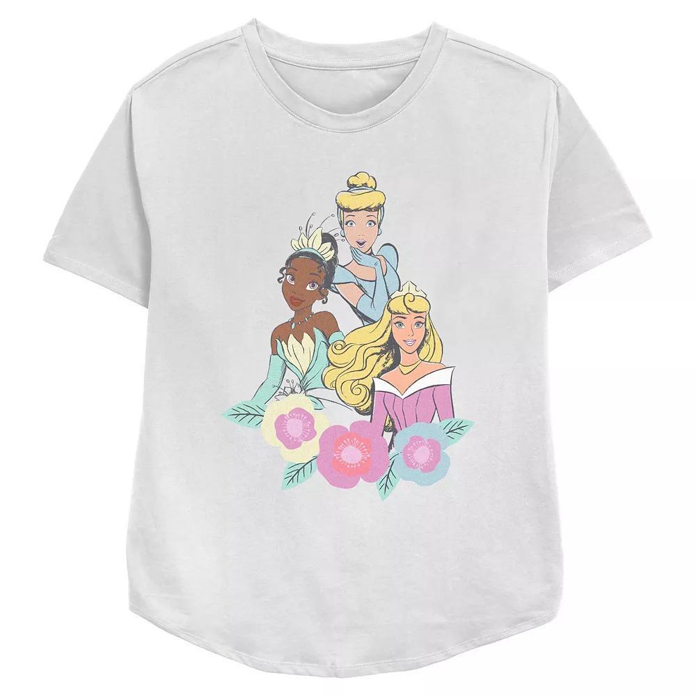 Disney Princess Tiana, Cinderella & Aurora Springtime Trio Women's Relaxed Fit Graphic Tee,  Product Image