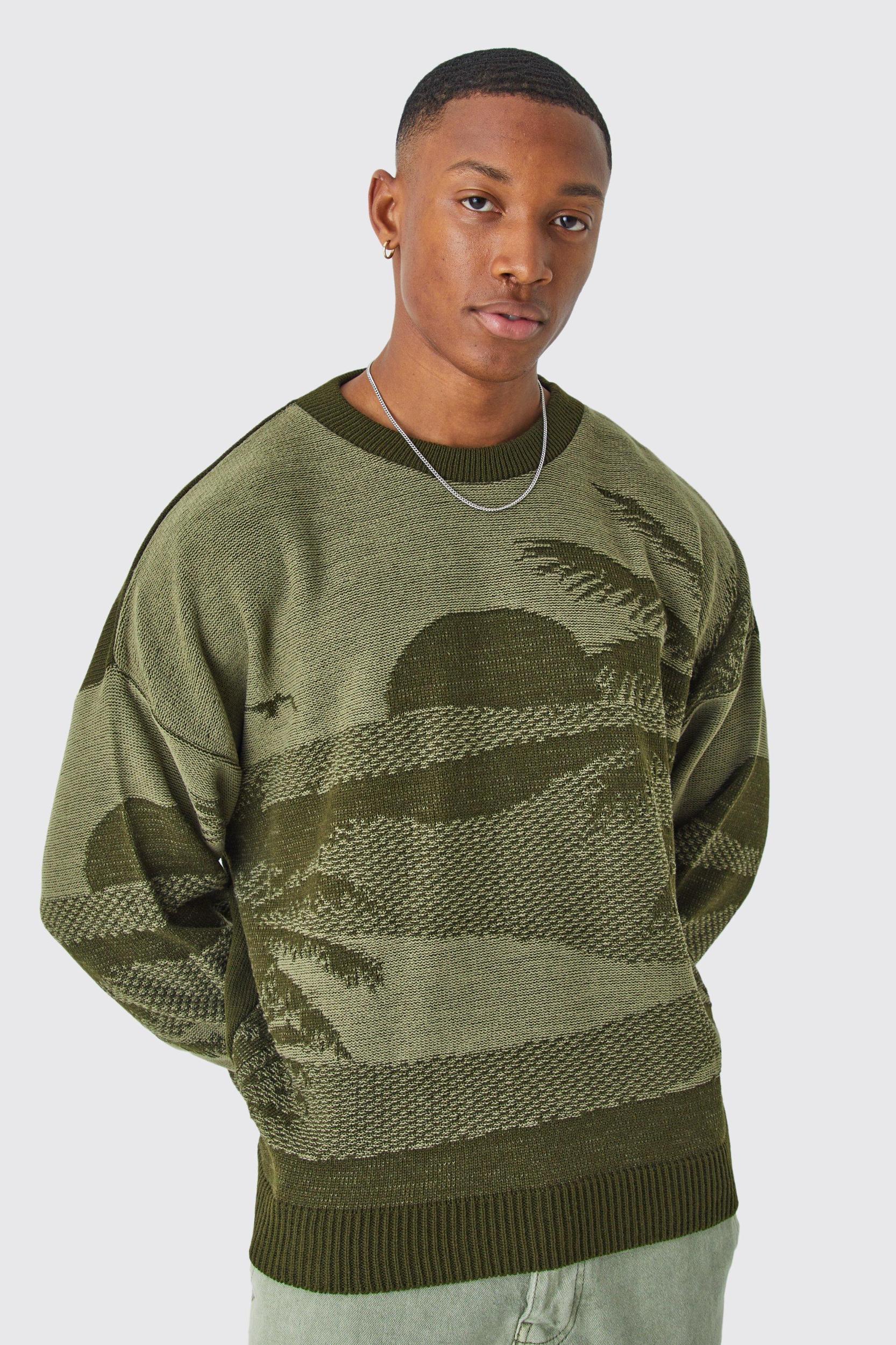 Oversized Boxy Drop Shoulder Graphic Sweater | boohooMAN USA Product Image