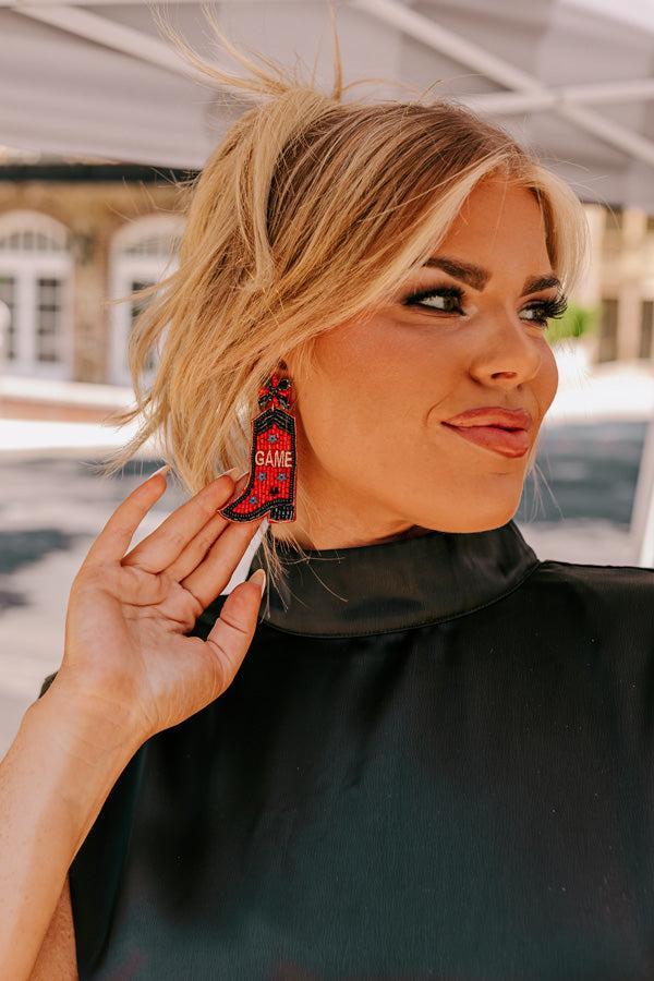 Game Day Down South Earrings In Red Product Image