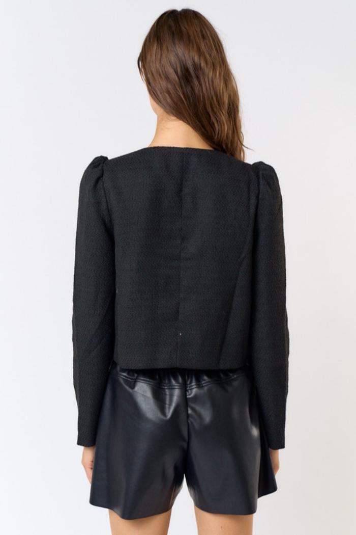 Rhinestone Bow Tweed Top Product Image