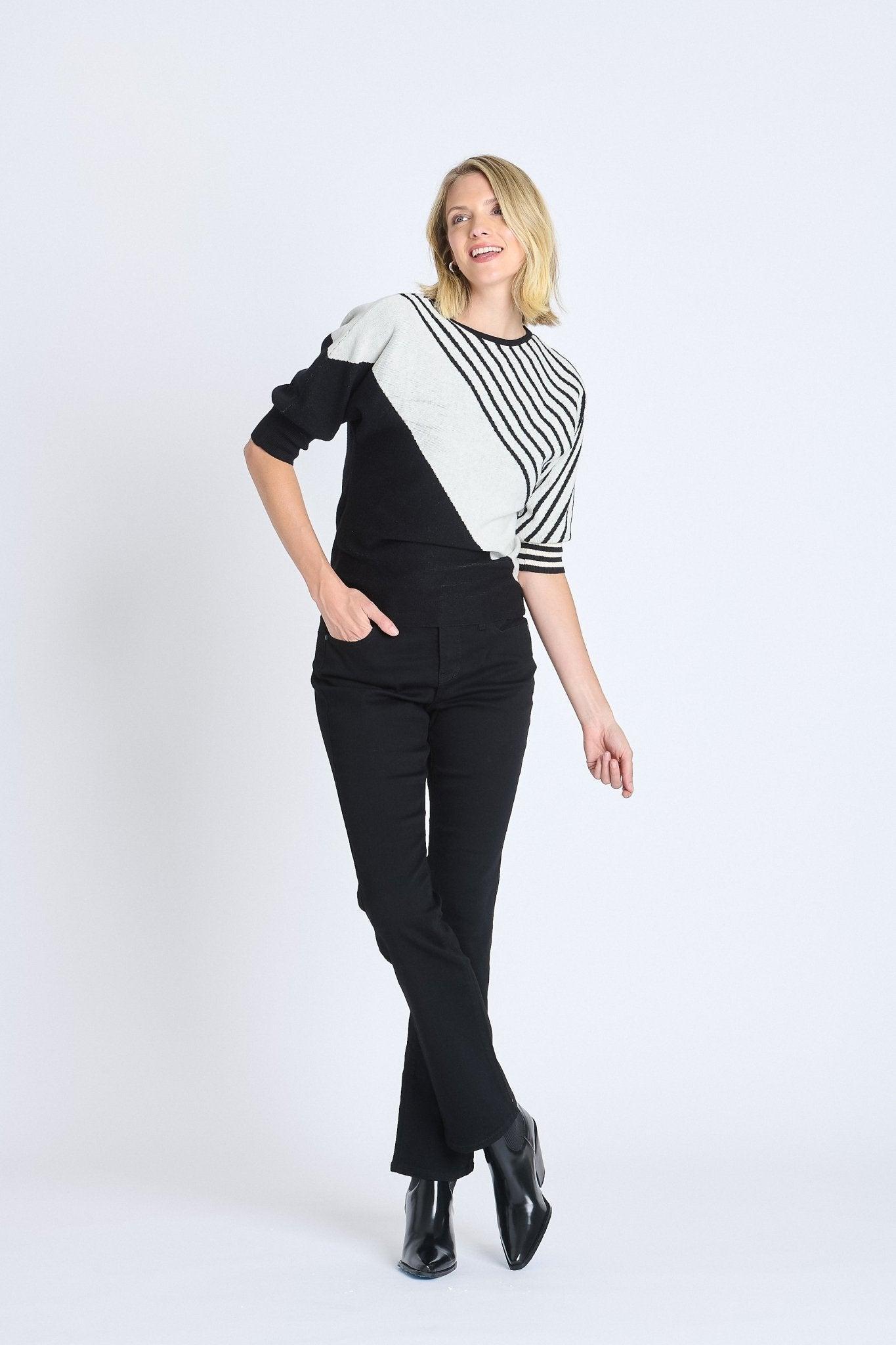 Striped Color Block Dolman Sweater Product Image