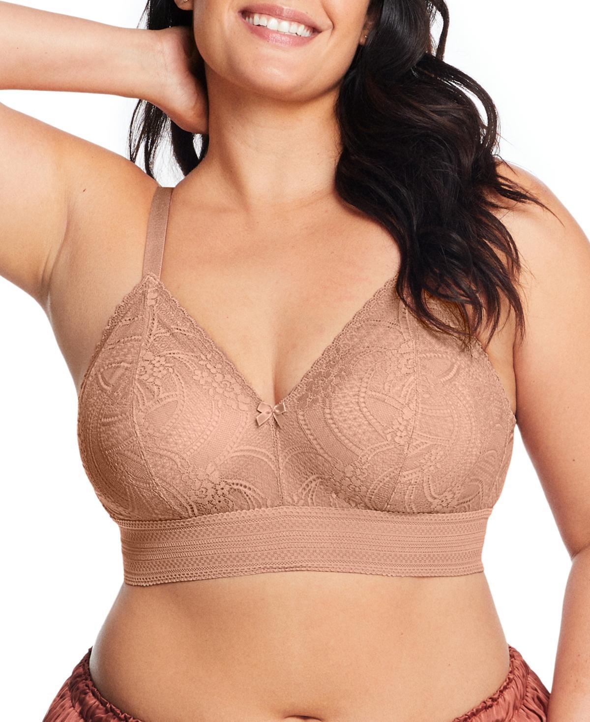 Plus Size Glamorise Full Figure Gramercy Luxe Lace Wireless Bralette 7012, Womens Product Image