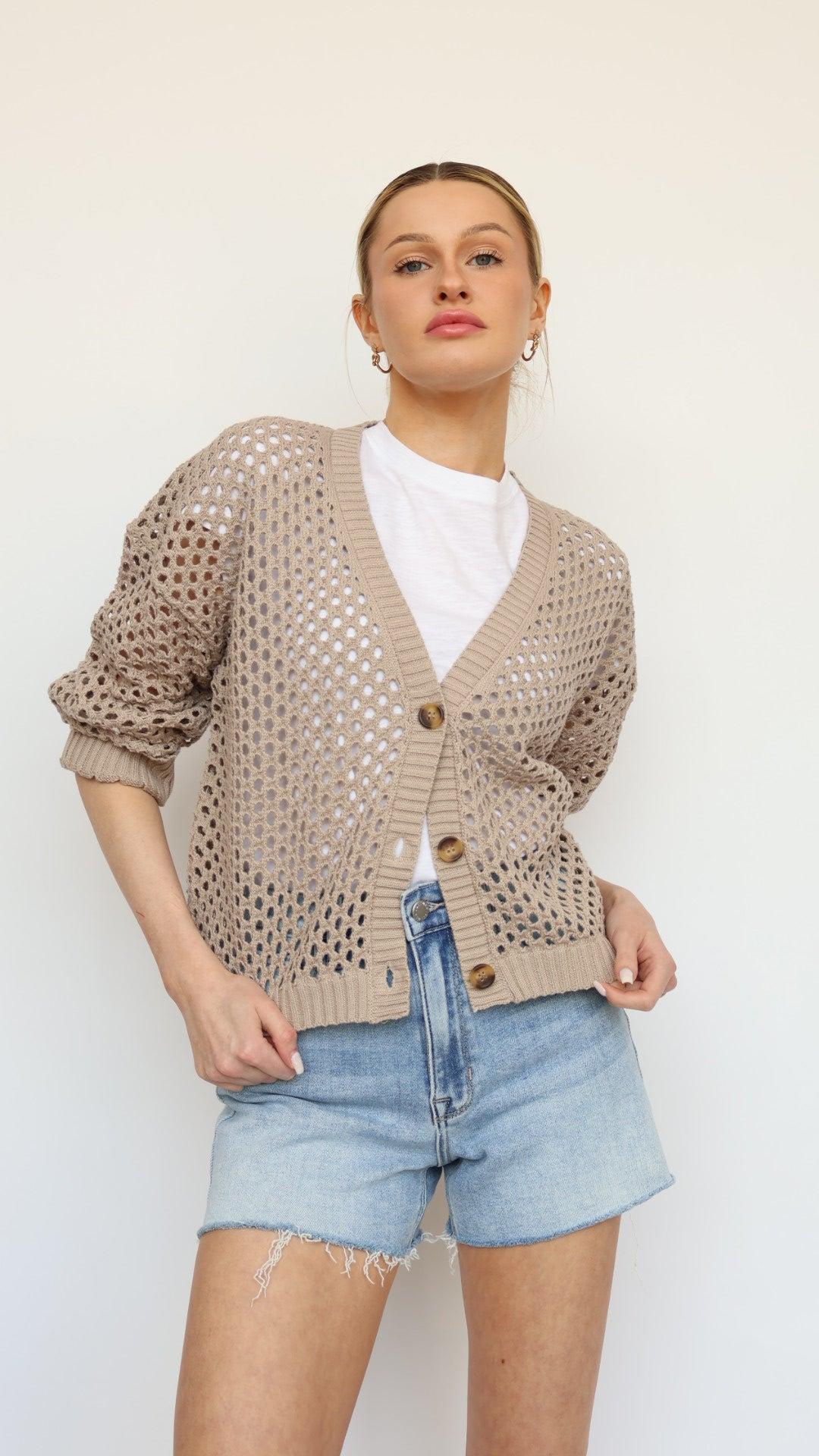 Crochet Button Up Cardigan Product Image