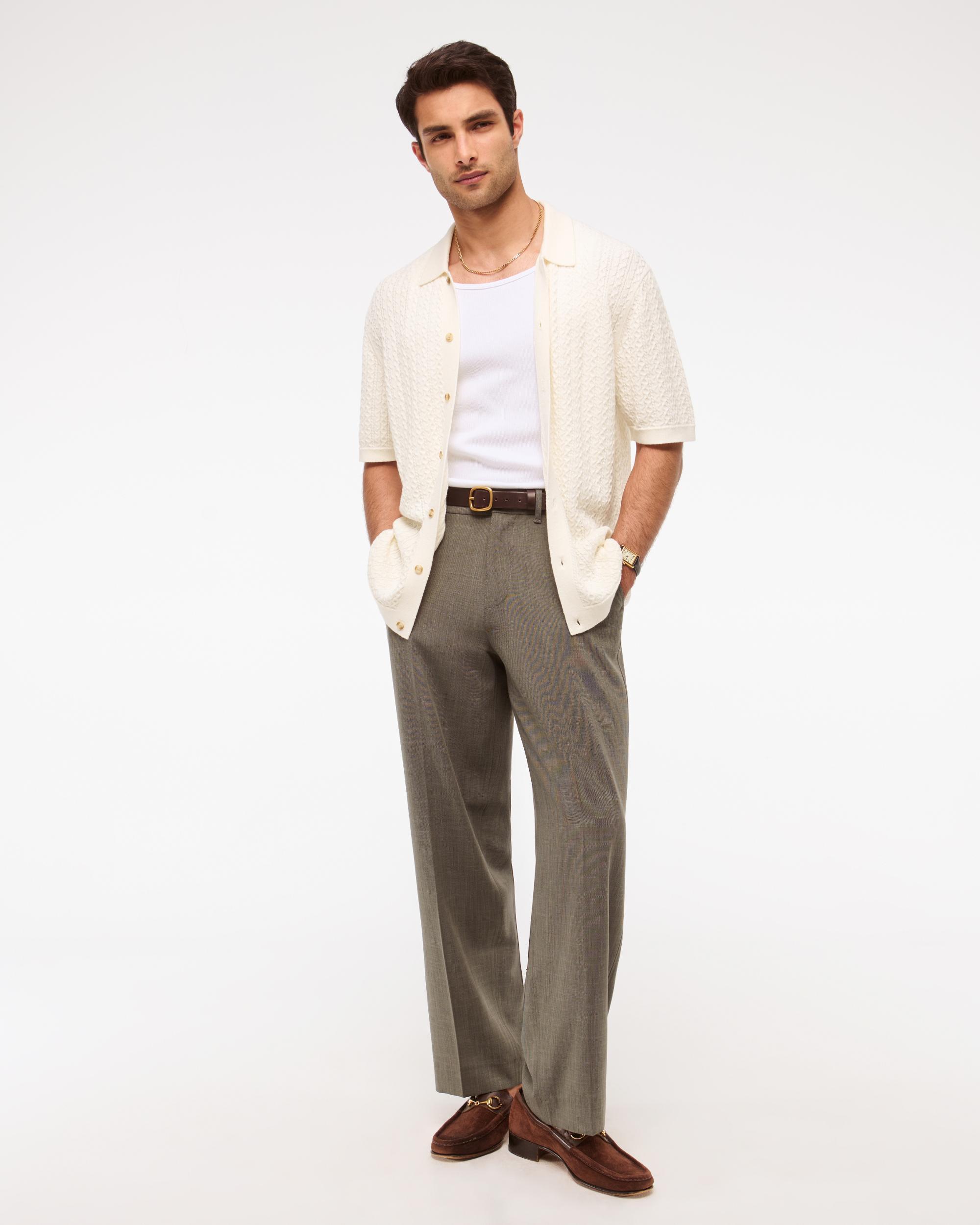 Cable Button-Through Sweater Polo Product Image