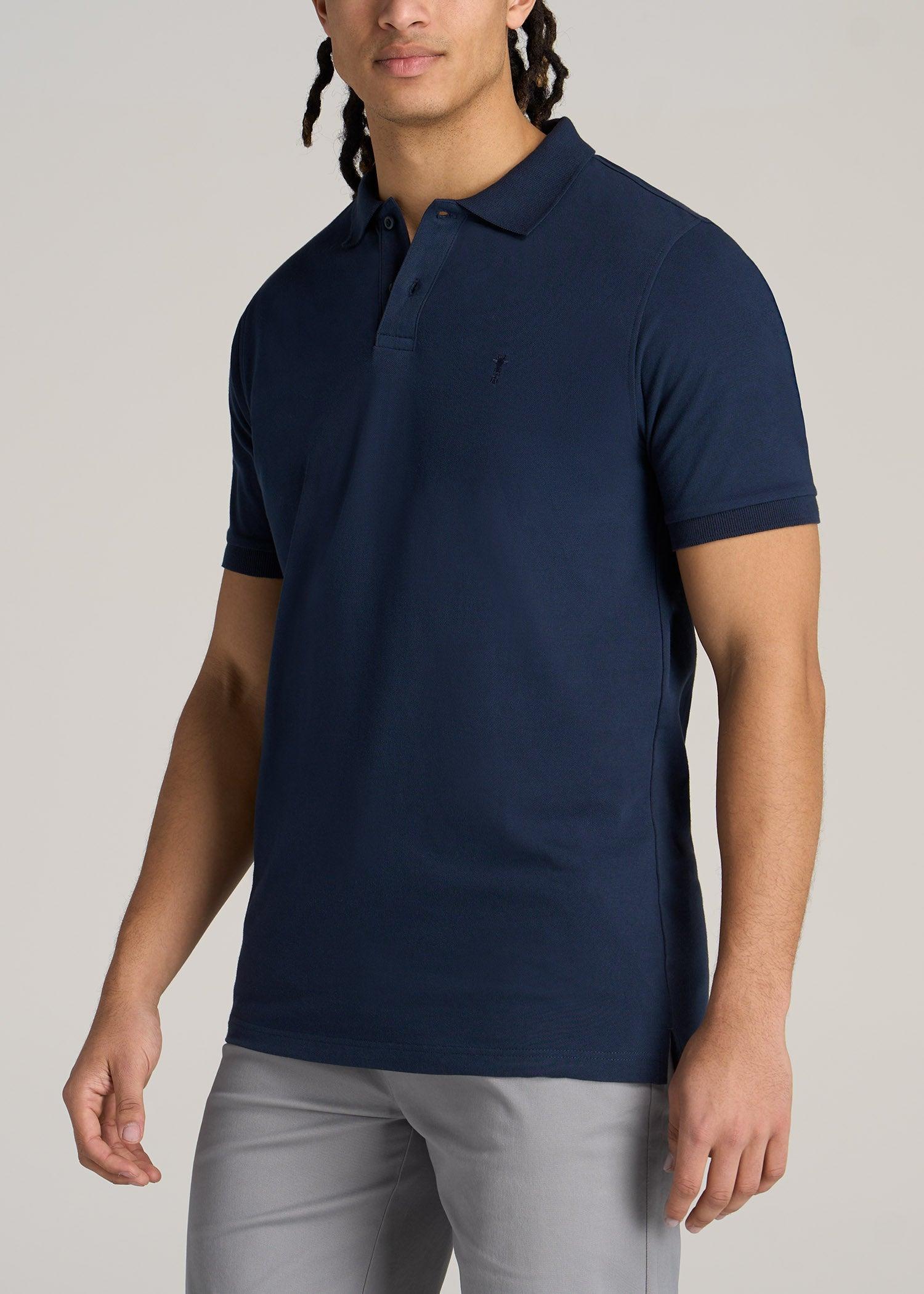 Classic Polo with Embroidered Logo for Tall Men in Marine Navy Male Product Image