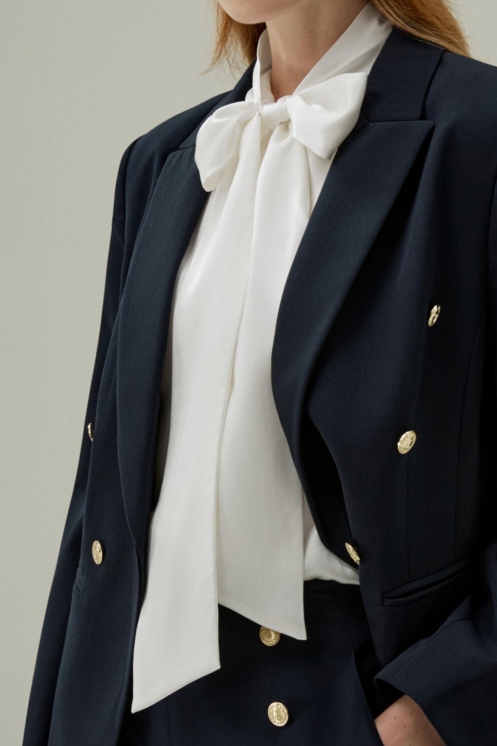 Women Bow-tie Neck Silk Blouse Product Image