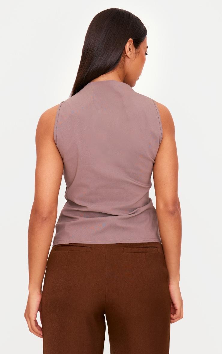  Mushroom Bengaline Ruched Fitted Long Top Product Image