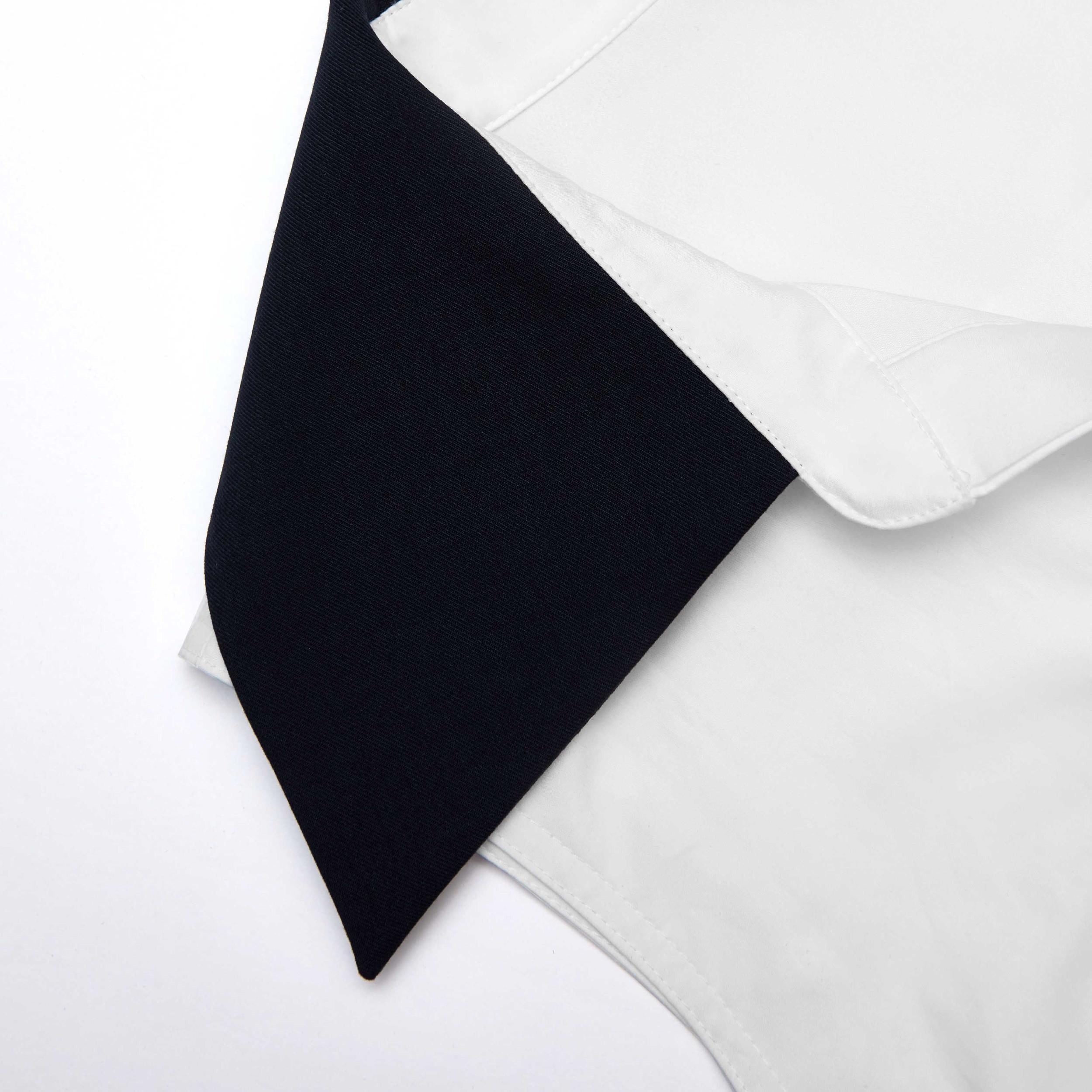 White Contrast Collar Broderie Midi Dress Product Image