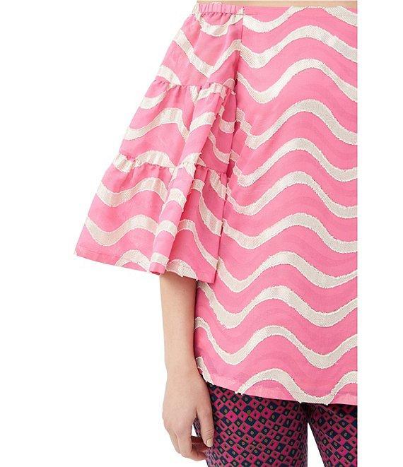 Trina Turk Garnish Printed Off-The-Shoulder 3/4 Bell Sleeve Top Product Image