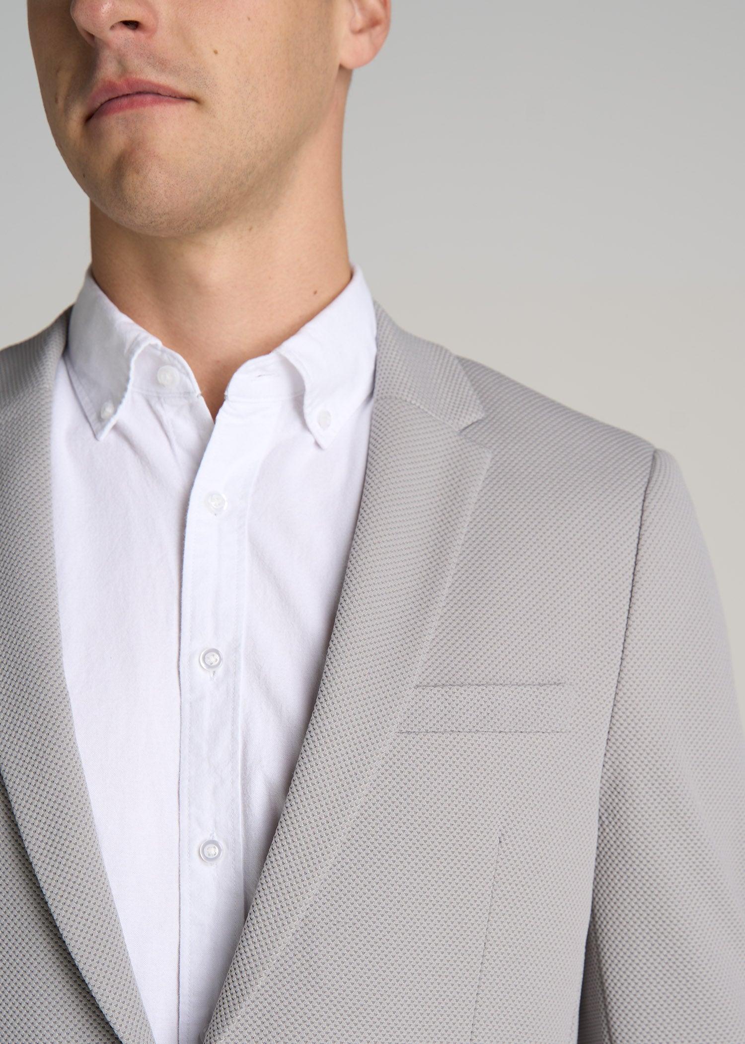 Textured Blazer for Tall Men in Soft Grey Male Product Image