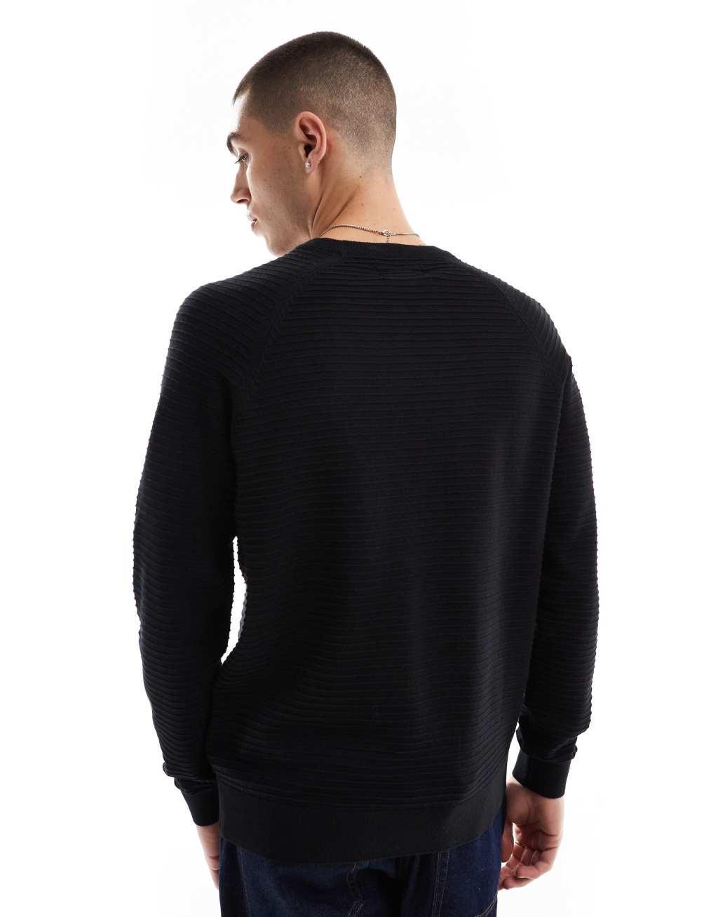 Threadbare crew neck knitted sweater in black Product Image