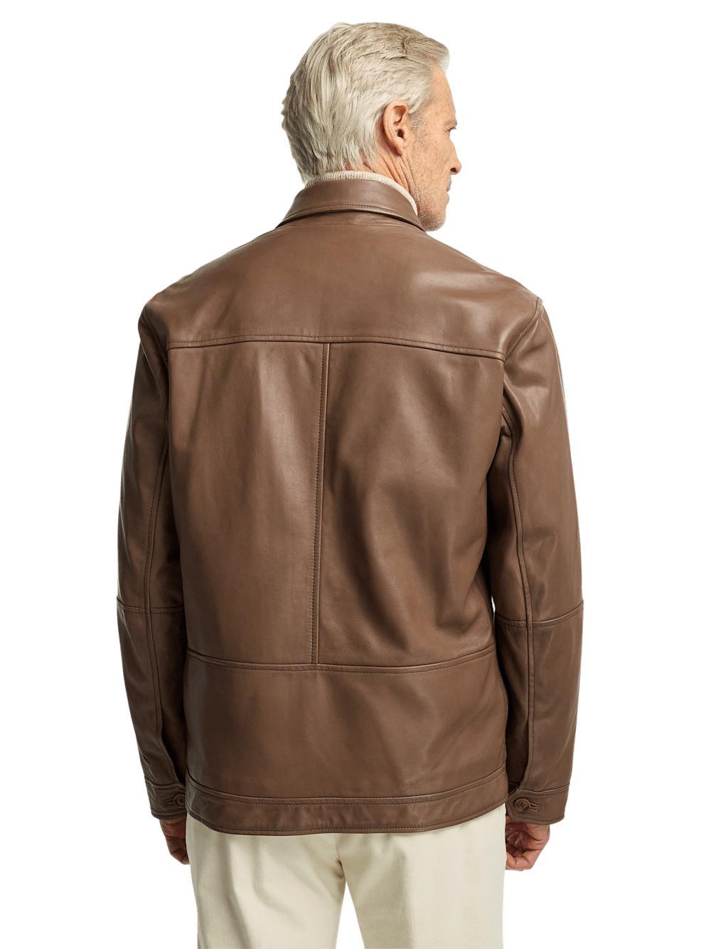 Leather Bomber Jacket - Brown Product Image