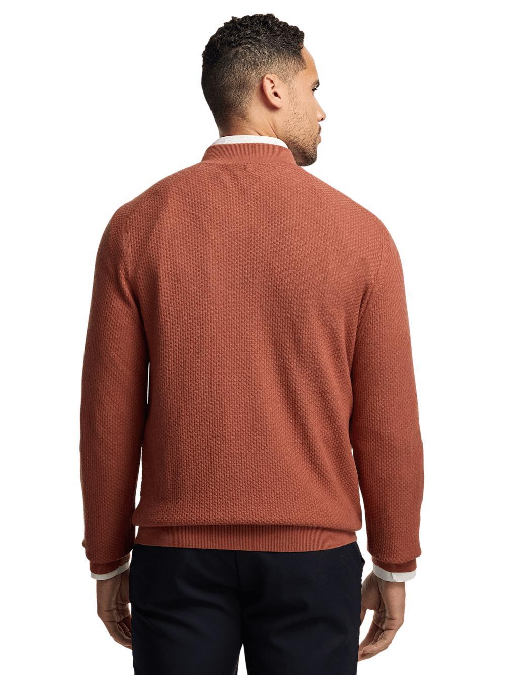 Silk Cotton Cashmere Quarter Zip Mock Neck Sweater - Terracotta Product Image