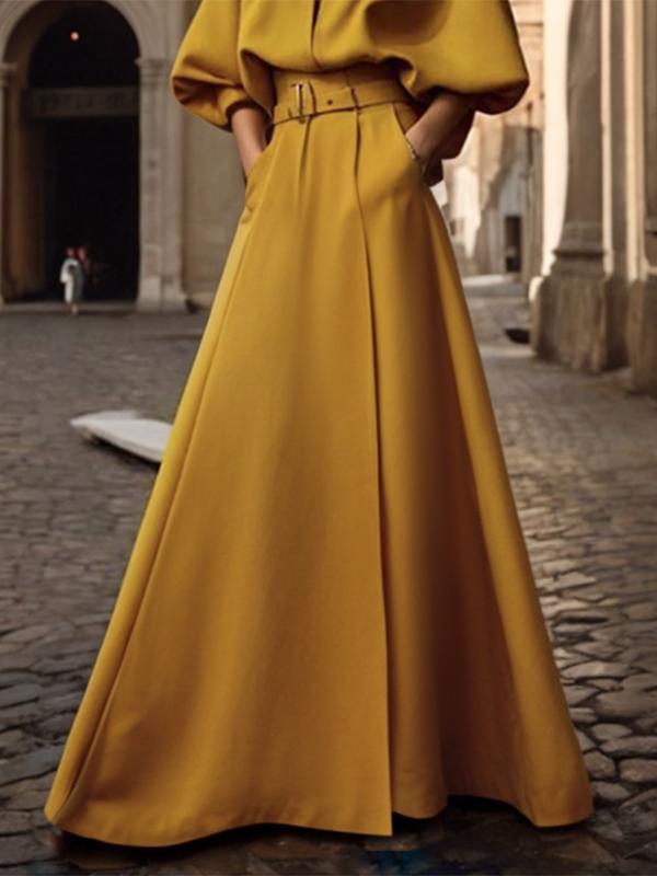 Half Sleeves Loose Belted Solid Color Deep V-Neck Maxi Dresses Product Image