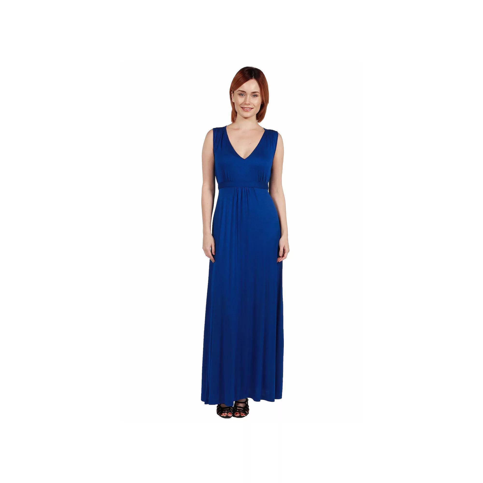 Women's 24seven Comfort Apparel V-Neck Sleeveless Maxi Dress,  Product Image