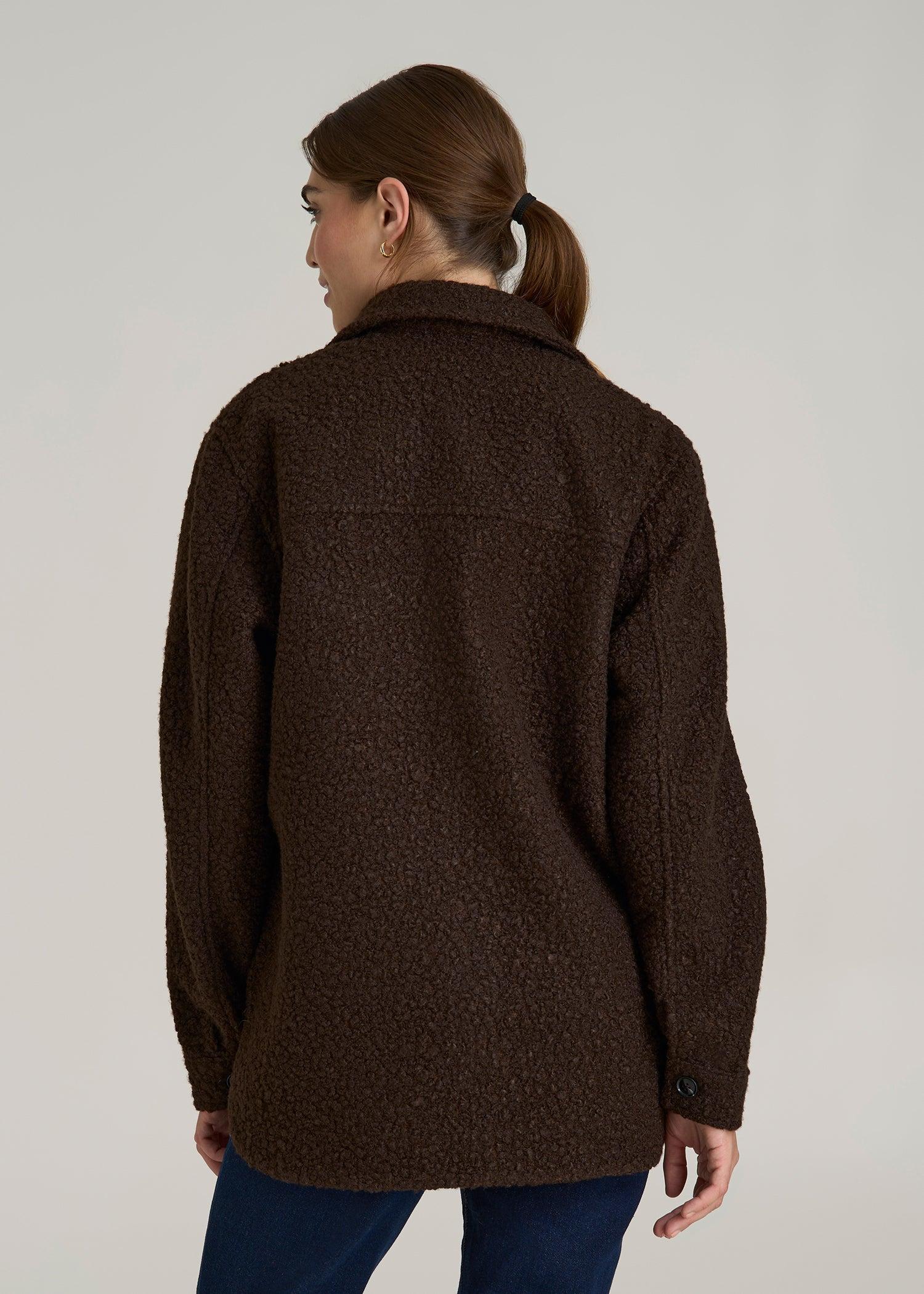 Relaxed Boucle Shacket for Tall Women in Espresso Female Product Image