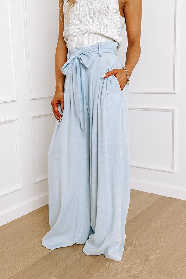 The Serena High Waist Chambray Pants in Light Wash Product Image