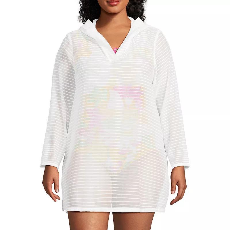 Plus Size Lands' End Rib Hooded Mini Swim Cover-Up Dress, Women's, Size: 1XL, Icy Mint Green Product Image