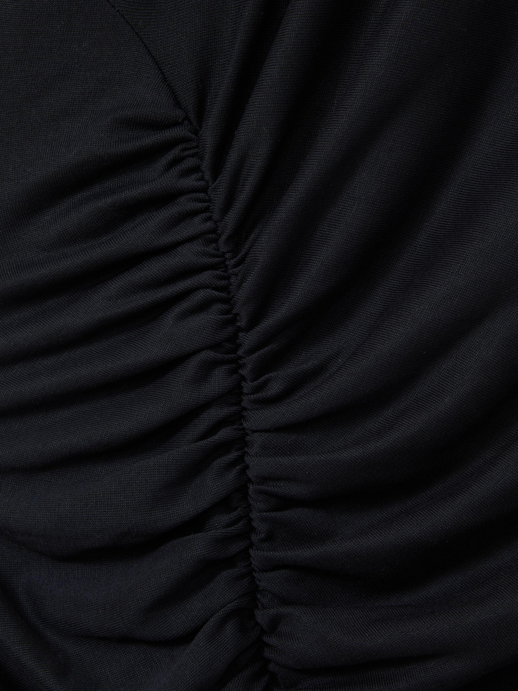 Ruche Front Capped Sleeve Jersey Midi Dress in Charcoal Product Image