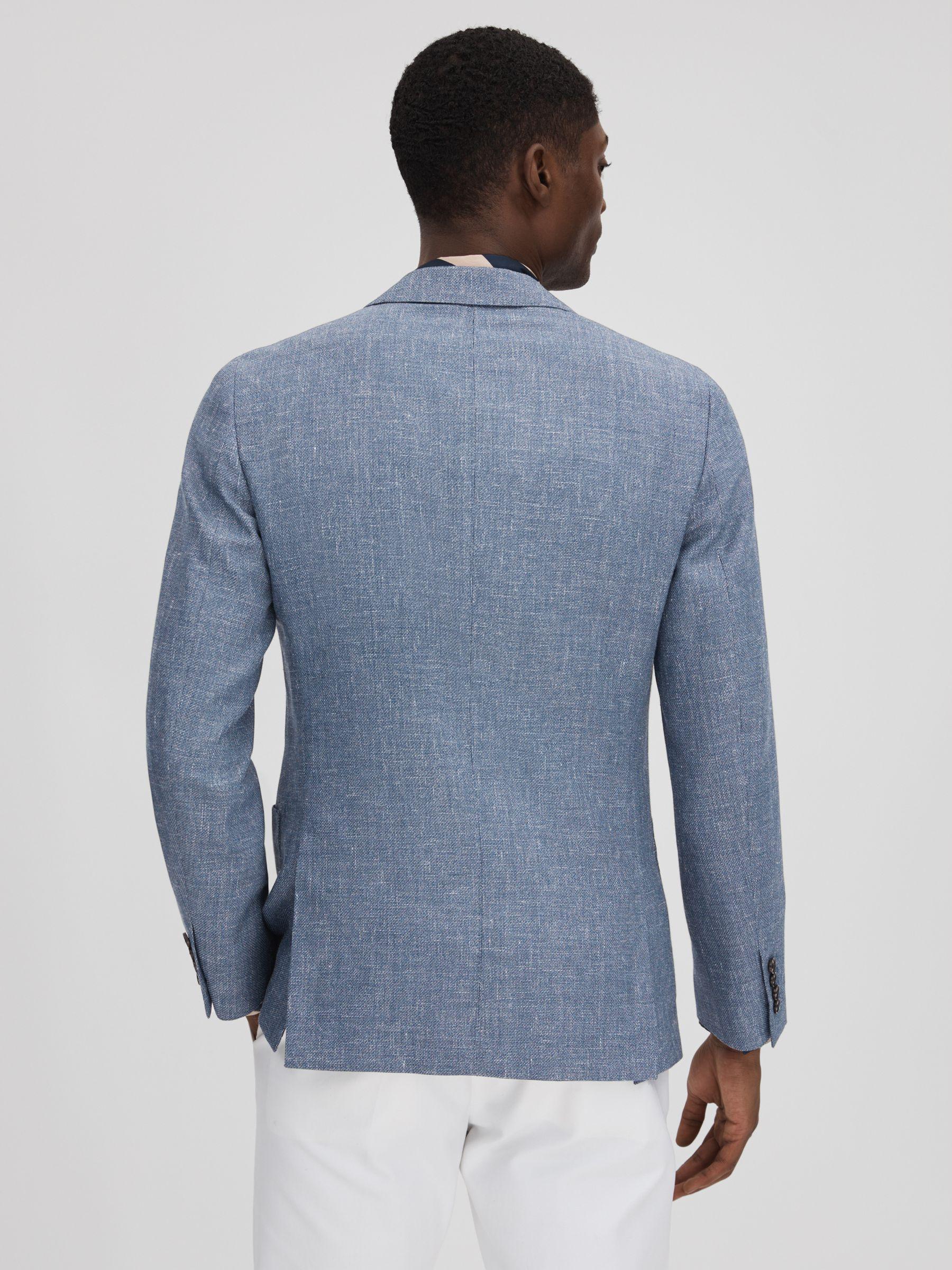 Slim Fit Single Breasted Wool Blend Blazer in Indigo Product Image
