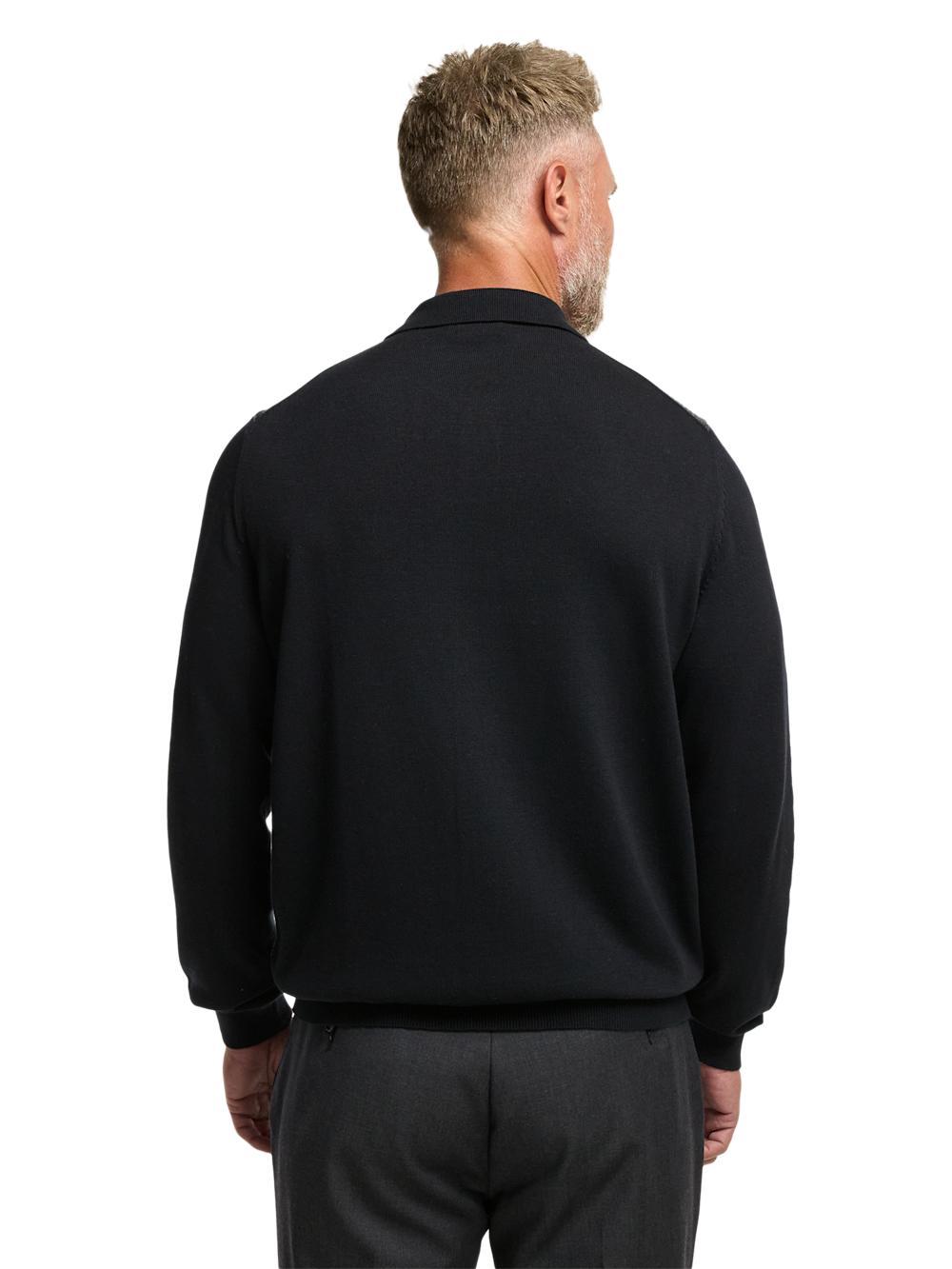 Cotton Button Front Polo - Black/grey Product Image