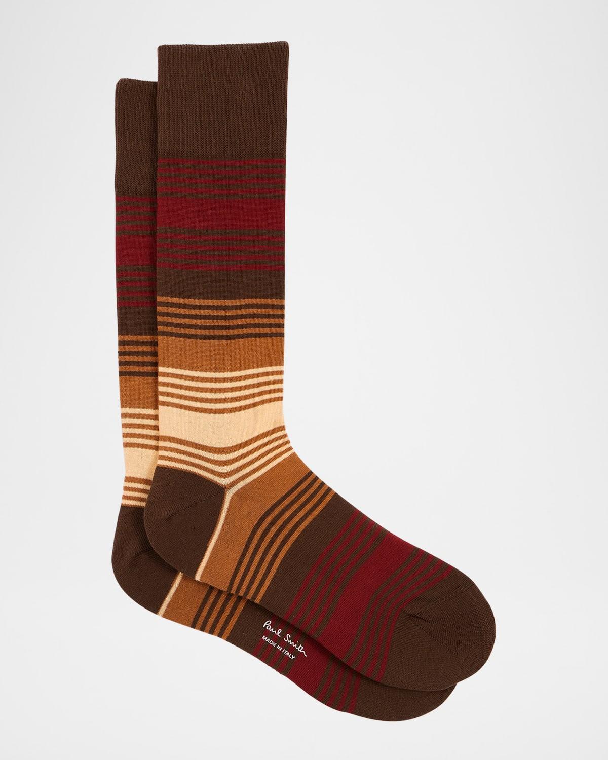 Mens Isodore Cotton Stretch Stripe Crew Socks Product Image