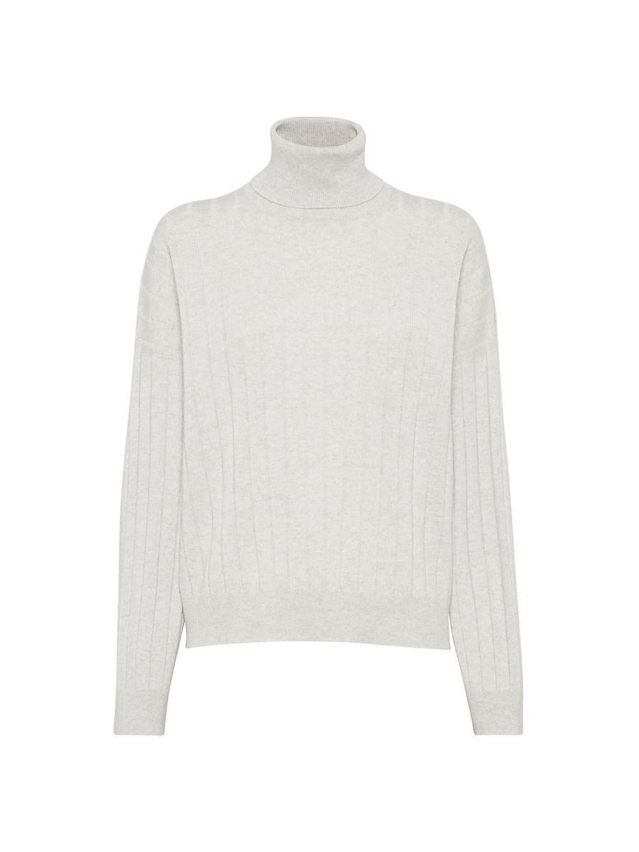 Womens Cashmere Flat Rib Turtleneck Sweater Product Image