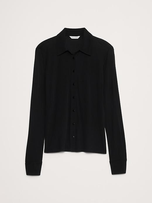 Crepe Knit Button-Down Shirt Product Image