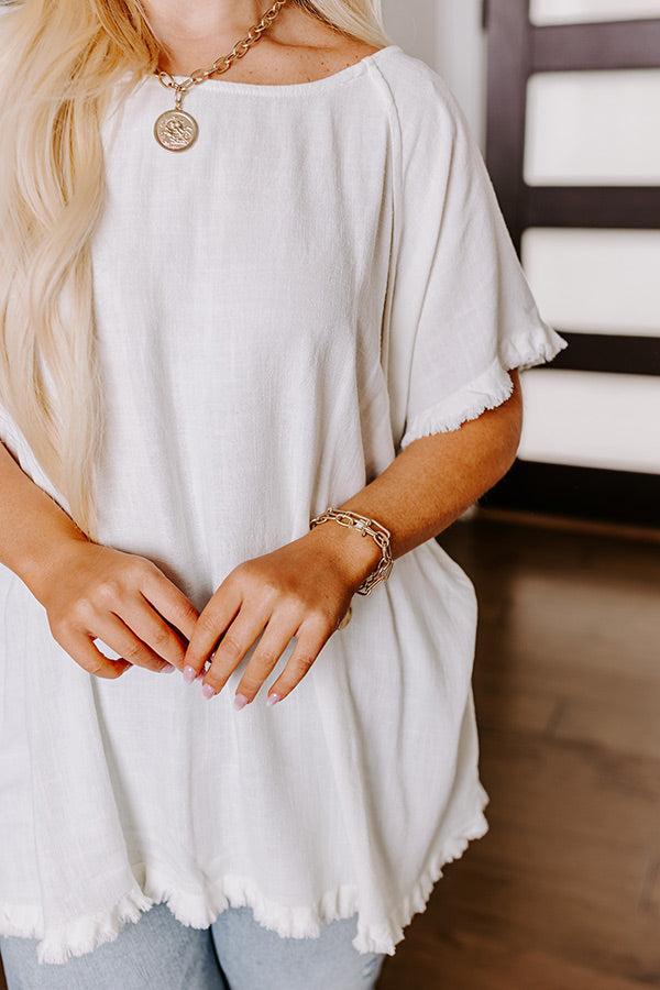 Open Book Frayed Shift Top In Ivory Curves Product Image