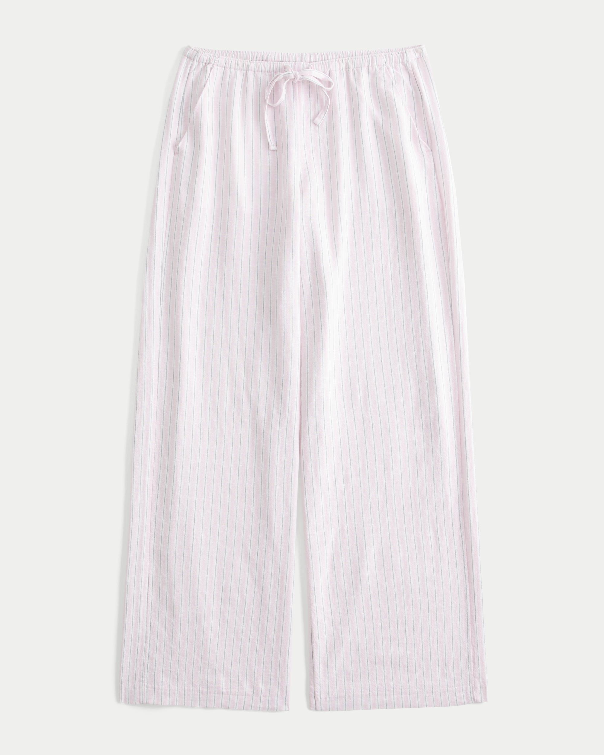 Linen-Blend Pull-On Baggy Pants Product Image